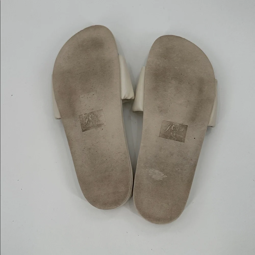 J. Crew Pacific Scrunchie Strap‎ Leather Slides White 9.5